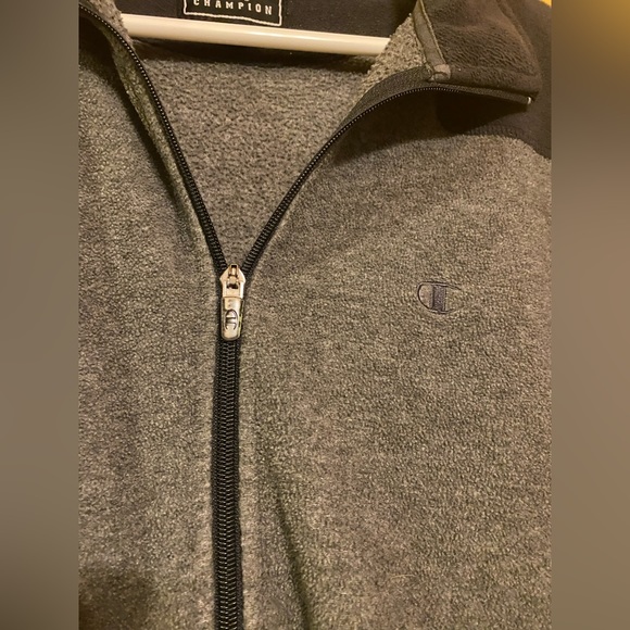 Champion Men’s Gray and Black Zip-Up Fleece Jacket - Picture 11 of 12